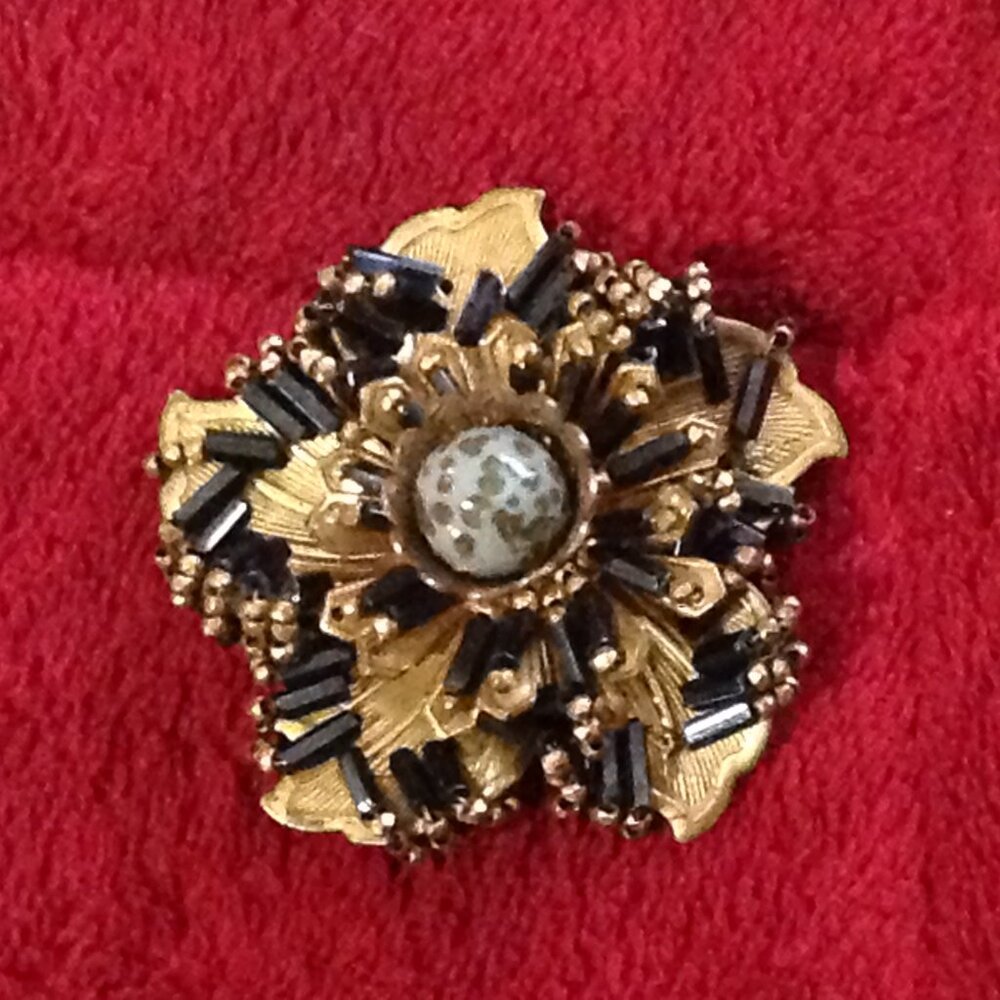 Rare Vintage Miriam Haskell Floral Beaded Brooch Hand Wired 4 Collector